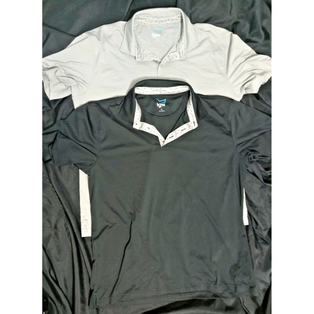 tgW Men’s Polo Shirt Lot XL Black Gray Athletic Golf Performance Short Sleeve